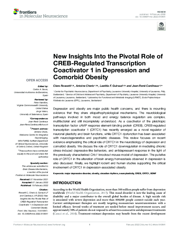 (PDF) New Insights Into the Pivotal Role of CREB-Regulated ...