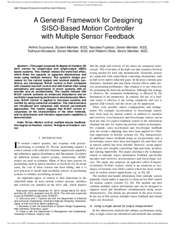 (PDF) A General Framework for Designing SISO-Based Motion Controller ...