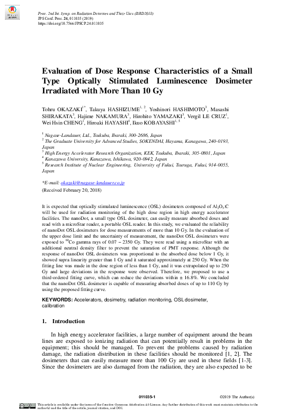 (PDF) Evaluation of Dose Response Characteristics of a Small Type ...