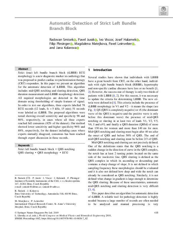(PDF) Automatic Detection of Strict Left Bundle Branch Block