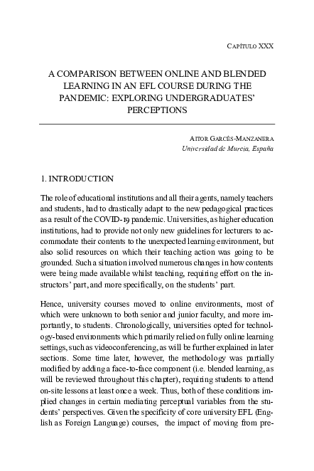 (PDF) A Comparison Between Online and Blended Learning in an Efl Course ...