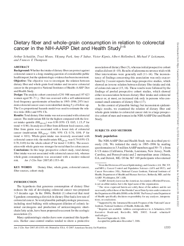 (PDF) Dietary fiber and whole-grain consumption in relation to ...