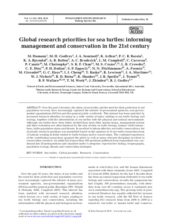 (PDF) Global research priorities for sea turtles: informing management ...