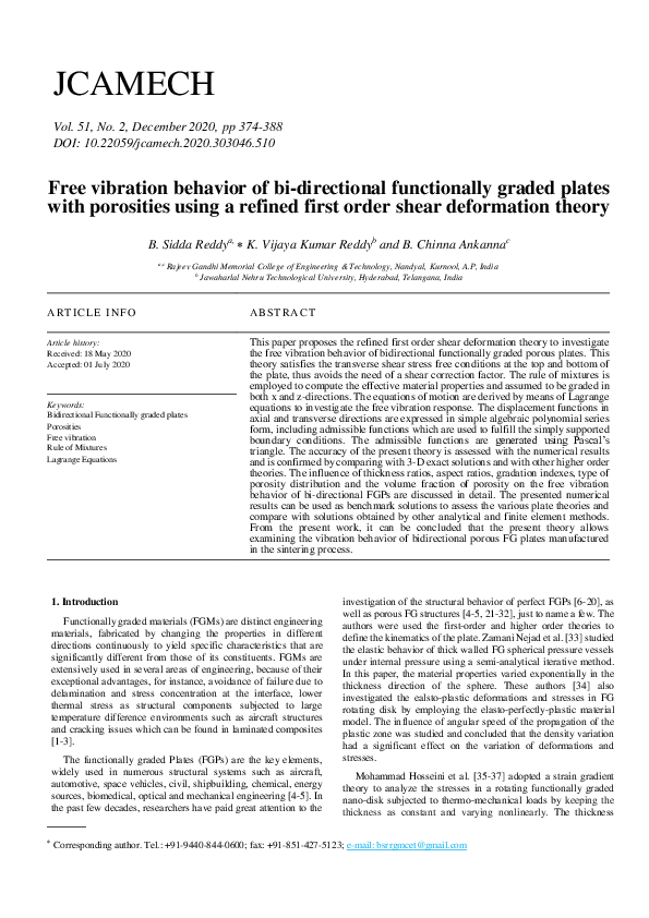 (PDF) Free vibration behavior of bi-directional functionally graded ...