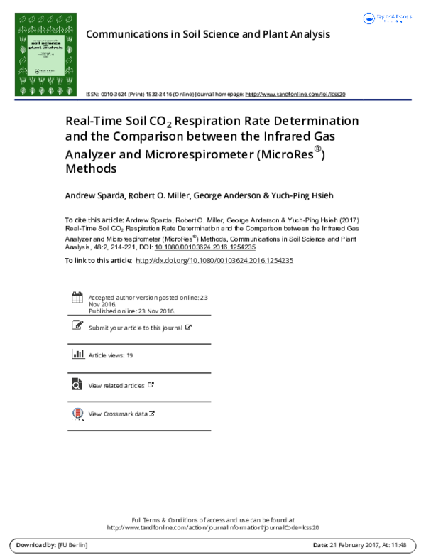 (PDF) Real-Time Soil CO2Respiration Rate Determination and the ...