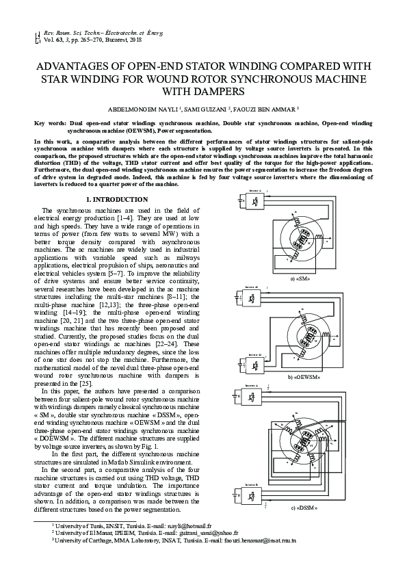 (PDF) Advantages of OpenEnd Stator Winding Compared with Star Winding