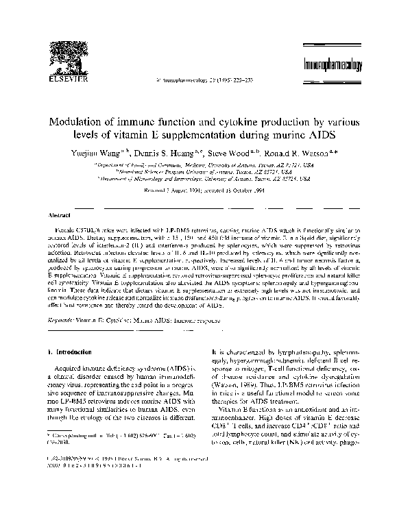 (PDF) Modulation of immune function and cytokine production by various ...