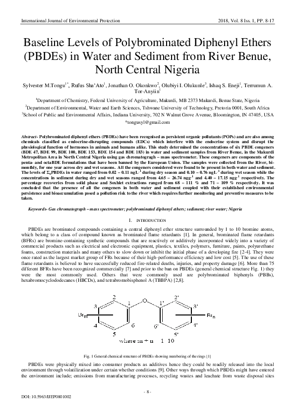 (PDF) Baseline Levels of Polybrominated Diphenyl Ethers (PBDEs) in ...