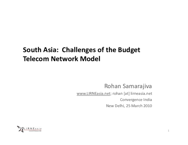 (PDF) South Asia: Challenges of the Budget Telecom Network Model ...