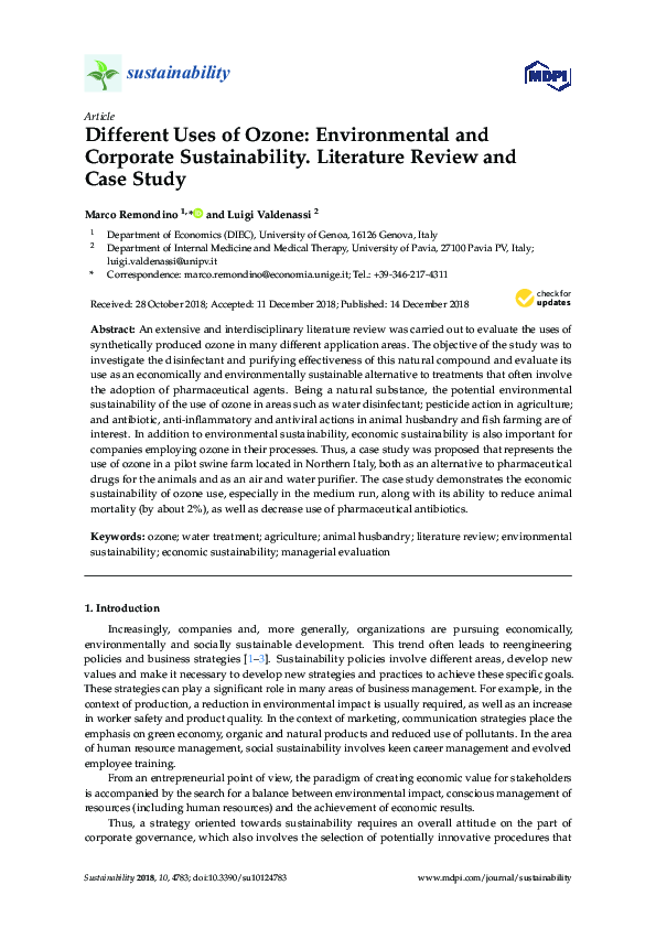 (PDF) Different Uses of Ozone: Environmental and Corporate ...