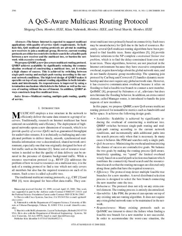 (PDF) A QoS-aware multicast routing protocol