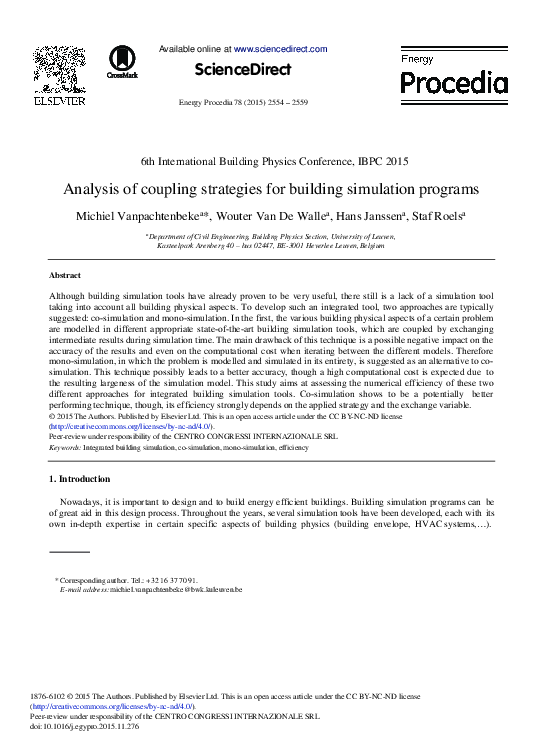 (PDF) Analysis of Coupling Strategies for Building Simulation Programs