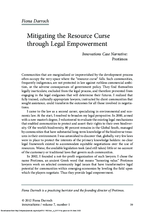 (PDF) Mitigating the Resource Curse through Legal Empowerment ...