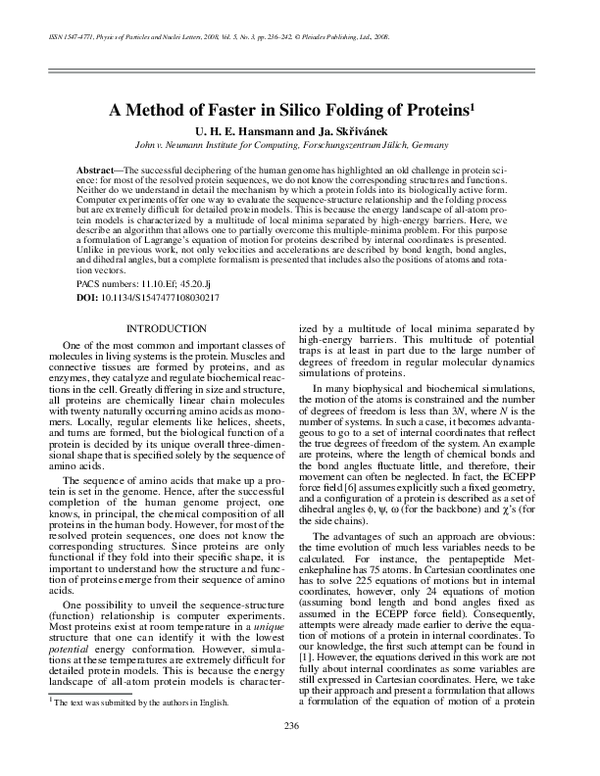 (PDF) A method of faster in silico folding of proteins