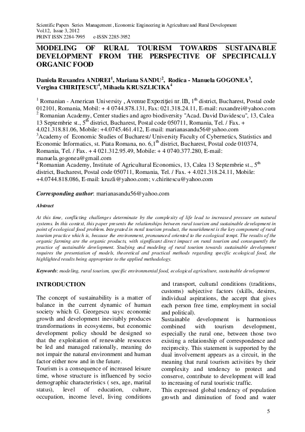 (PDF) Modeling of rural tourism towards sustainable development from ...