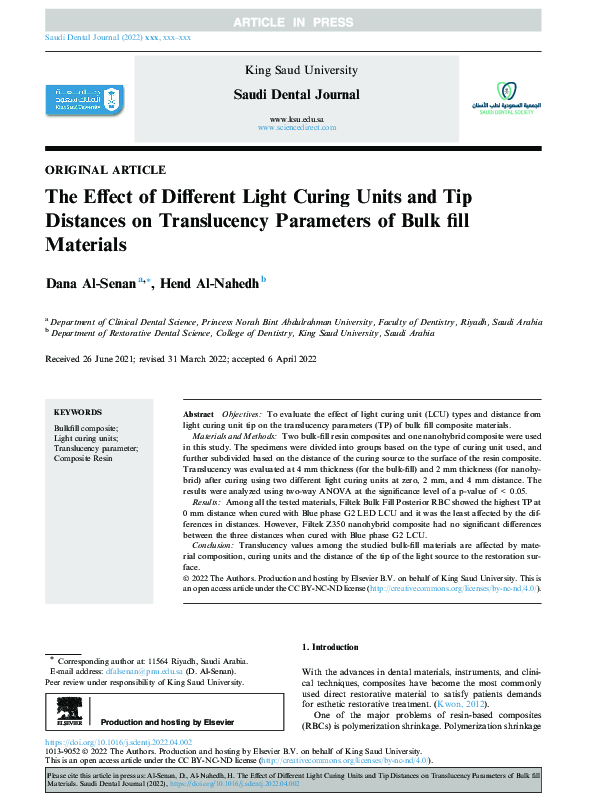 (PDF) The Effect of Different Light Curing Units and Tip Distances on ...