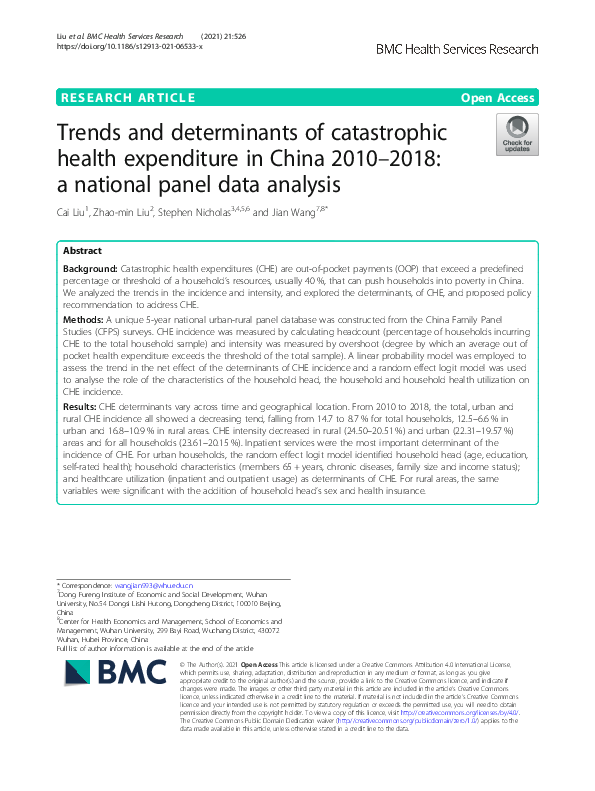 (PDF) Trends and determinants of catastrophic health expenditure in ...