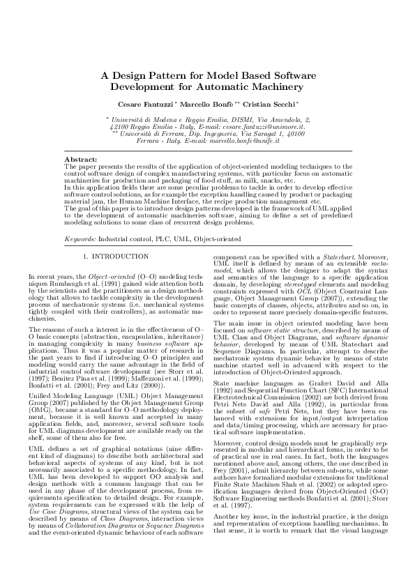 (PDF) A Design Pattern for Model Based Software Development for ...