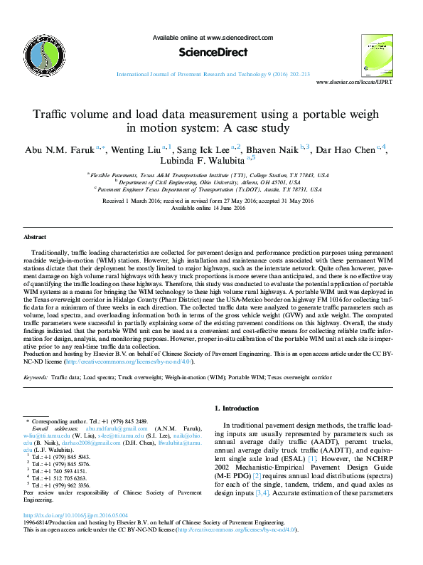 (PDF) Traffic volume and load data measurement using a portable weigh ...