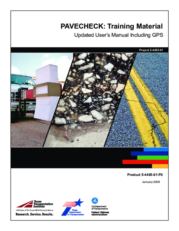 (PDF) PAVECHECK: Training Material: Updated User’s Manual Including GPS