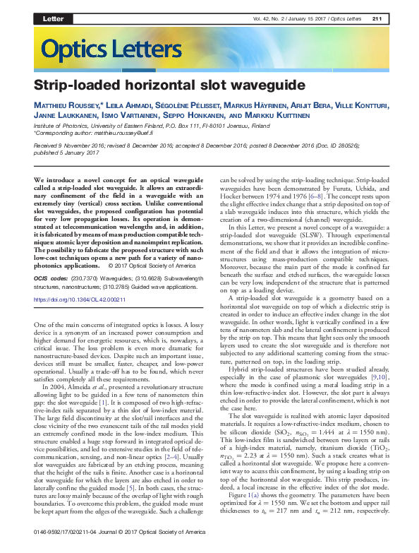 (PDF) Strip-loaded horizontal slot waveguide