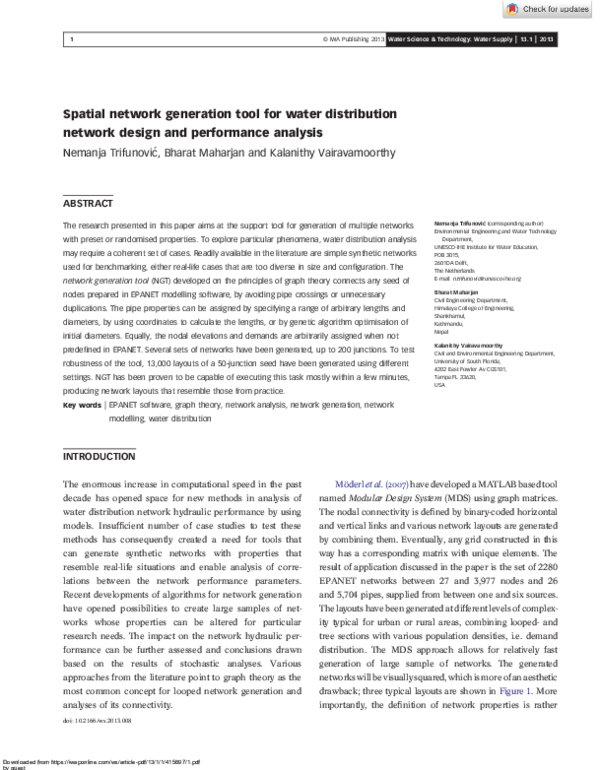 (PDF) Spatial network generation tool for water distribution network ...