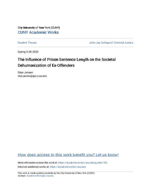 (PDF) The Influence of Prison Sentence Length on the Societal ...