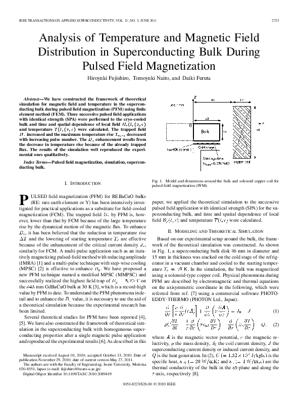 (PDF) Analysis of Temperature and Magnetic Field Distribution in ...