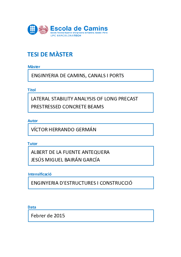 (PDF) Lateral stability analysis of long precast prestressed concrete beams