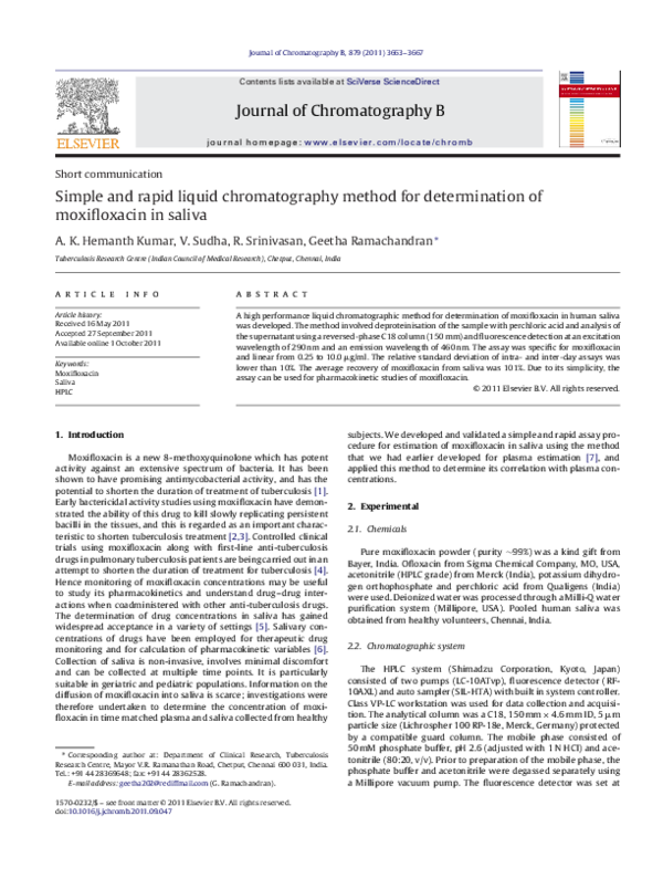 (PDF) Simple and rapid liquid chromatography method for determination ...