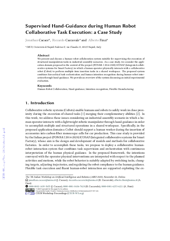 (PDF) Supervised Hand-Guidance during Human Robot Collaborative Task ...