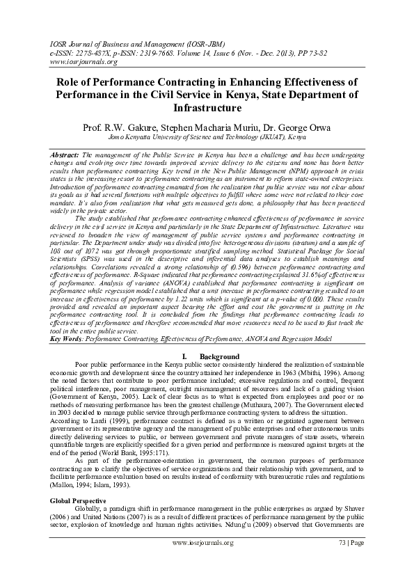 (PDF) Role of Performance Contracting in Enhancing Effectiveness of ...