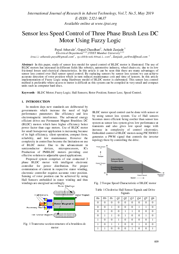 (PDF) Sensor less Speed Control of Three Phase Brush Less DC Motor ...
