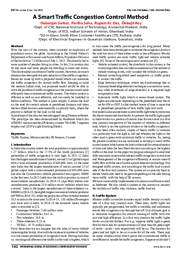 (PDF) A Smart Traffic Congestion Control Method