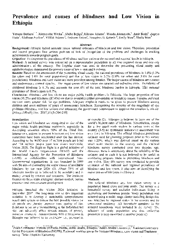 (PDF) Prevalence and causes of blindness and low vision in Timor-Leste