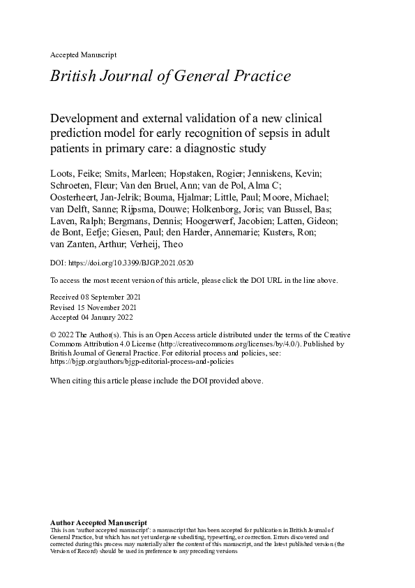 (PDF) Development and external validation of a new clinical prediction ...