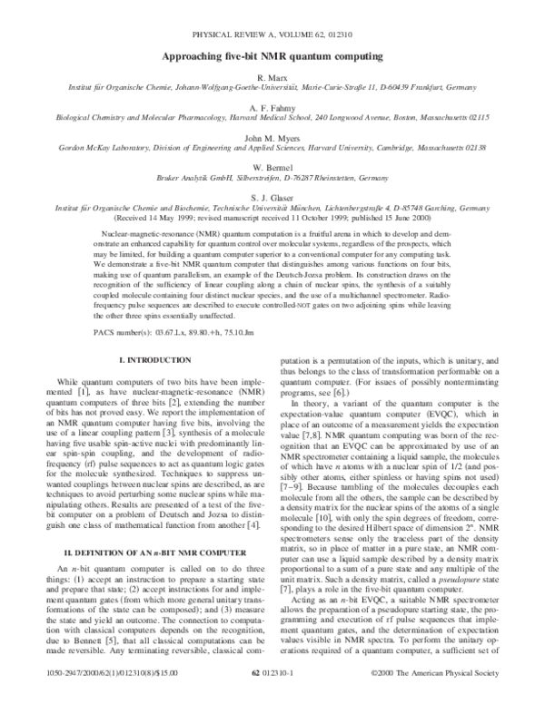 (PDF) Approaching five-bit NMR quantum computing