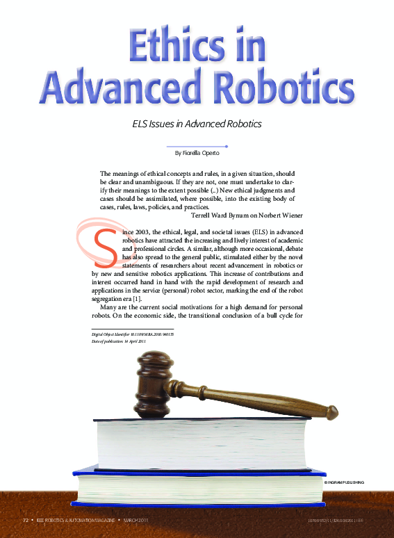 (PDF) Ethics in Advanced Robotics