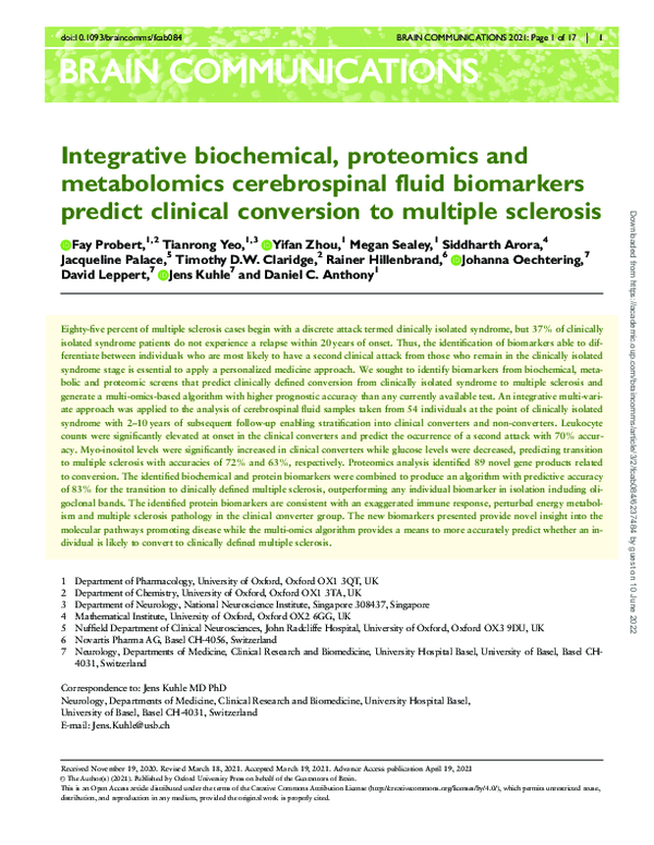 (PDF) Integrative biochemical, proteomics and metabolomics ...