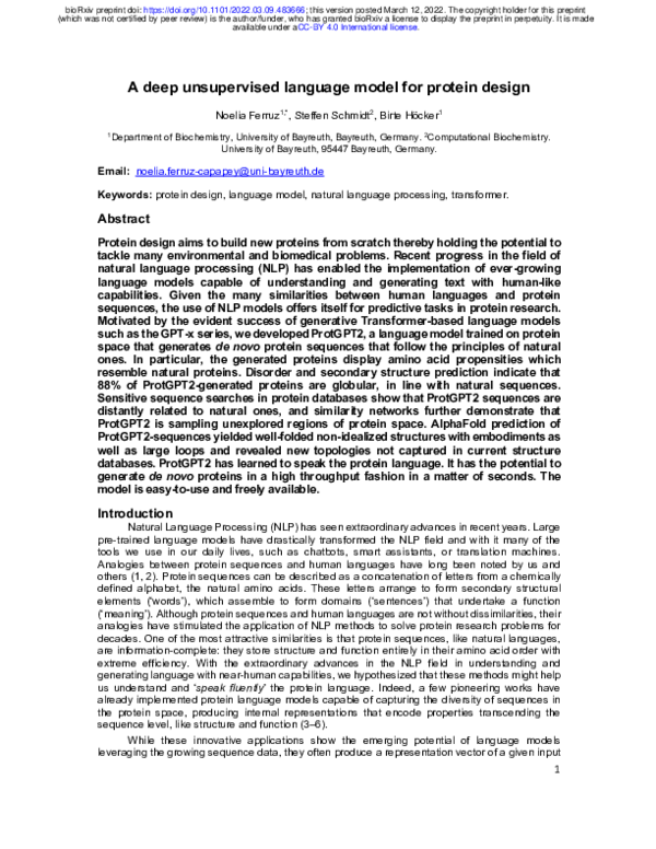 (PDF) A deep unsupervised language model for protein design