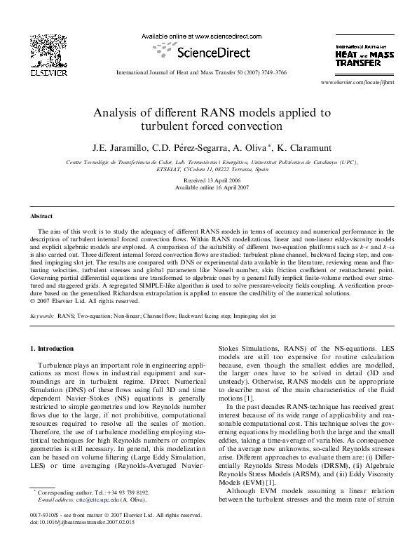 (PDF) Analysis of different RANS models applied to turbulent forced ...