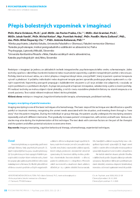 (PDF) Imagery rescripting of painful memories