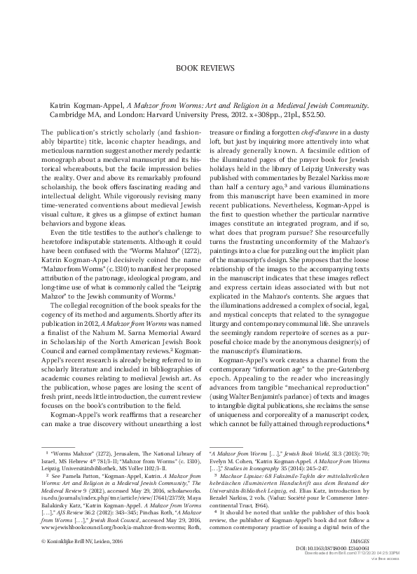 (PDF) A Mahzor from Worms Art and Religion in a Medieval Jewish