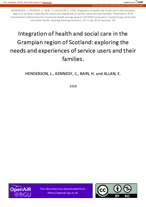 (PDF) Integration of Health and Social Care in a Regional Area of ...