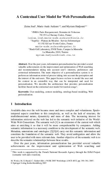 (PDF) A Contextual User Model for Web Personalization