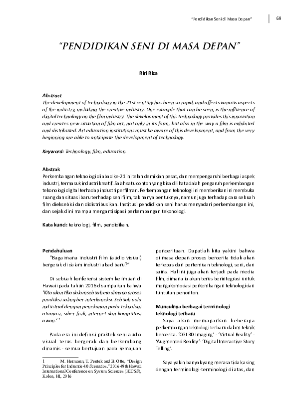 (PDF) Pendidikan Seni di Masa Depan