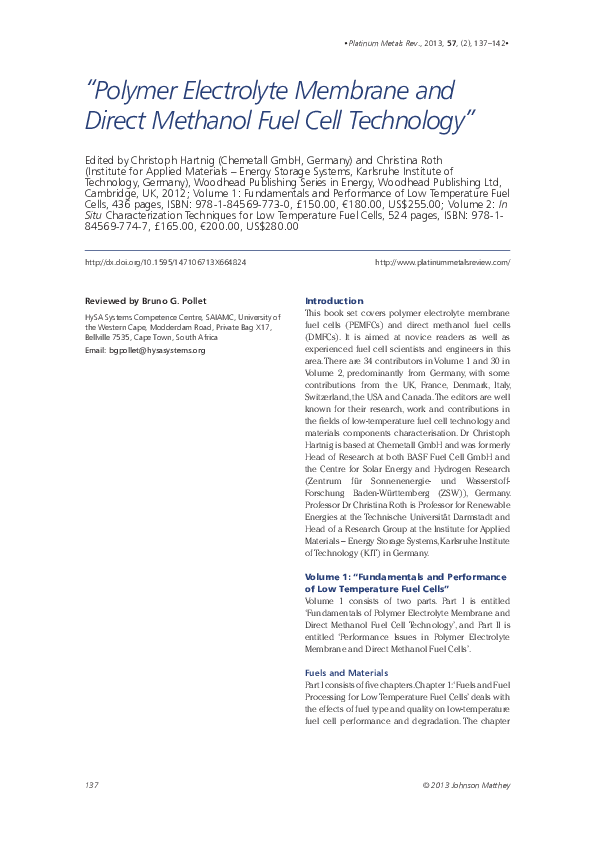 (PDF) Polymer electrolyte membrane and direct methanol fuel cell technology
