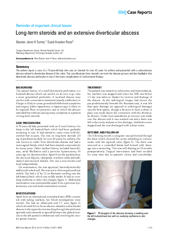 (PDF) Long-term steroids and an extensive diverticular abscess