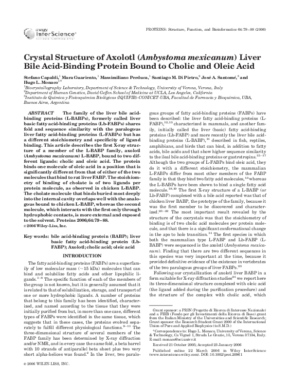 (PDF) Crystal structure of axolotl (Ambystoma mexicanum) liver bile ...