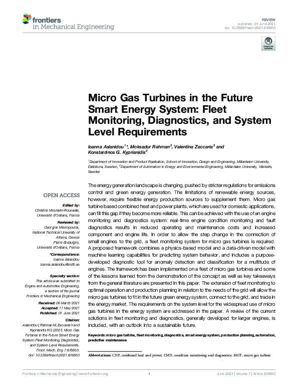 (PDF) Micro Gas Turbines in the Future Smart Energy System: Fleet ...